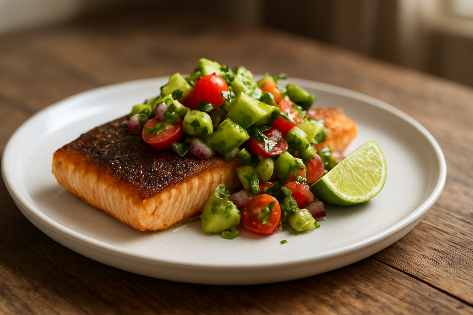Pan-Seared Salmon with Avocado Salsa